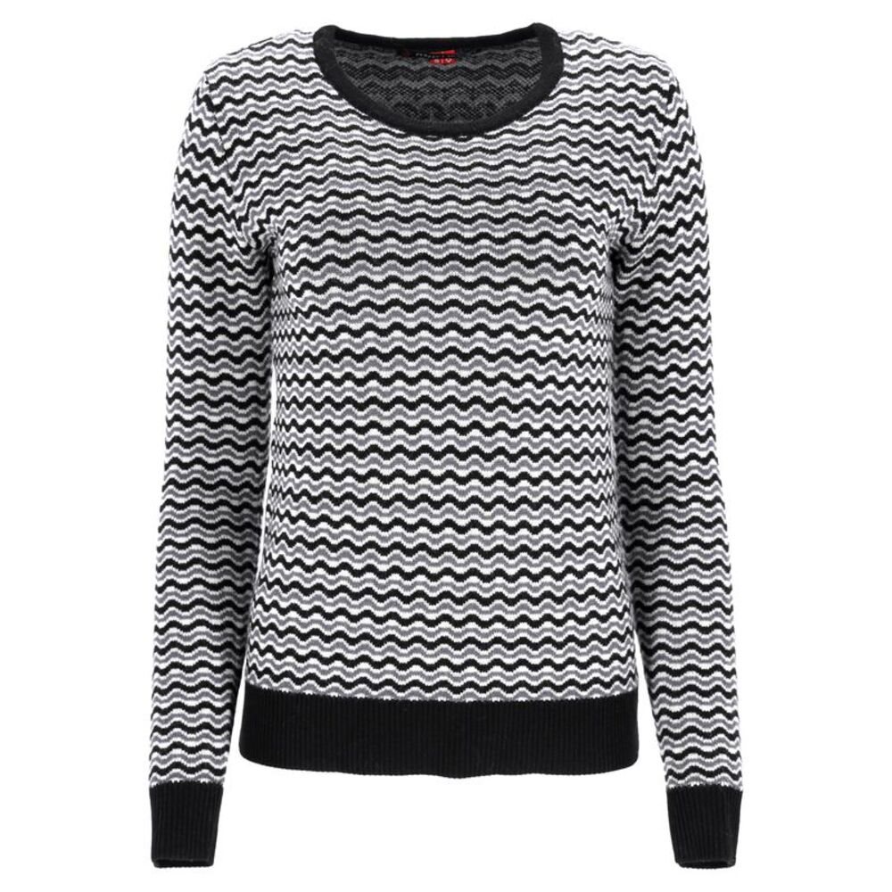 Perfect Moment Zig Zag Sweater in Black and White Merino Wool